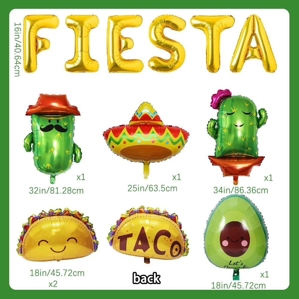 Mexican Party Decorative Balloons, Large Taco Party Decoration Balloon Set Mexican May 5Th Day Party