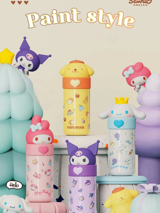 Sanrio Hello Kitty 350ml Stainless Steel Thermos Kawaii Kuromi Cinnamoroll Melody Kids Vacuum Flask Water Bottle Tumbler