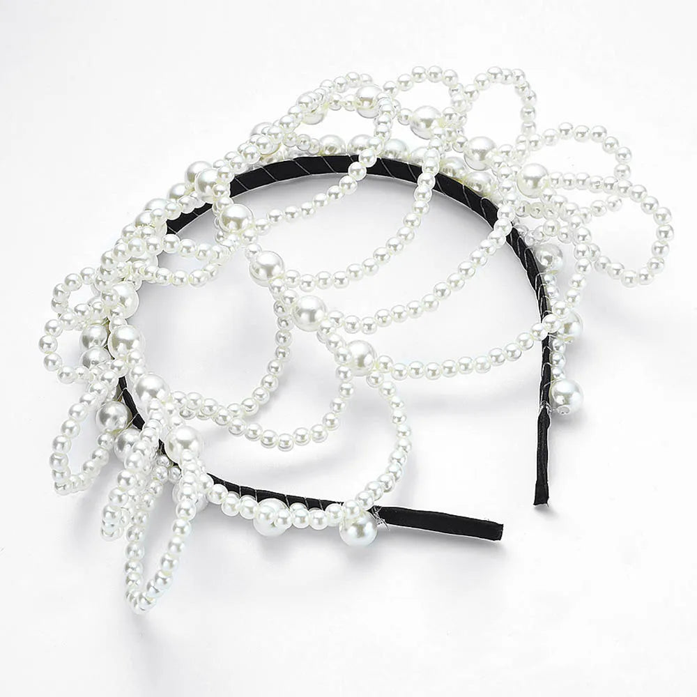 Fashion Pearls Hair Bands Accessories Headdress Elegant Luxury Bridal Crown Women Jewelry Hoop Daily Tassel Hairwear Accessories