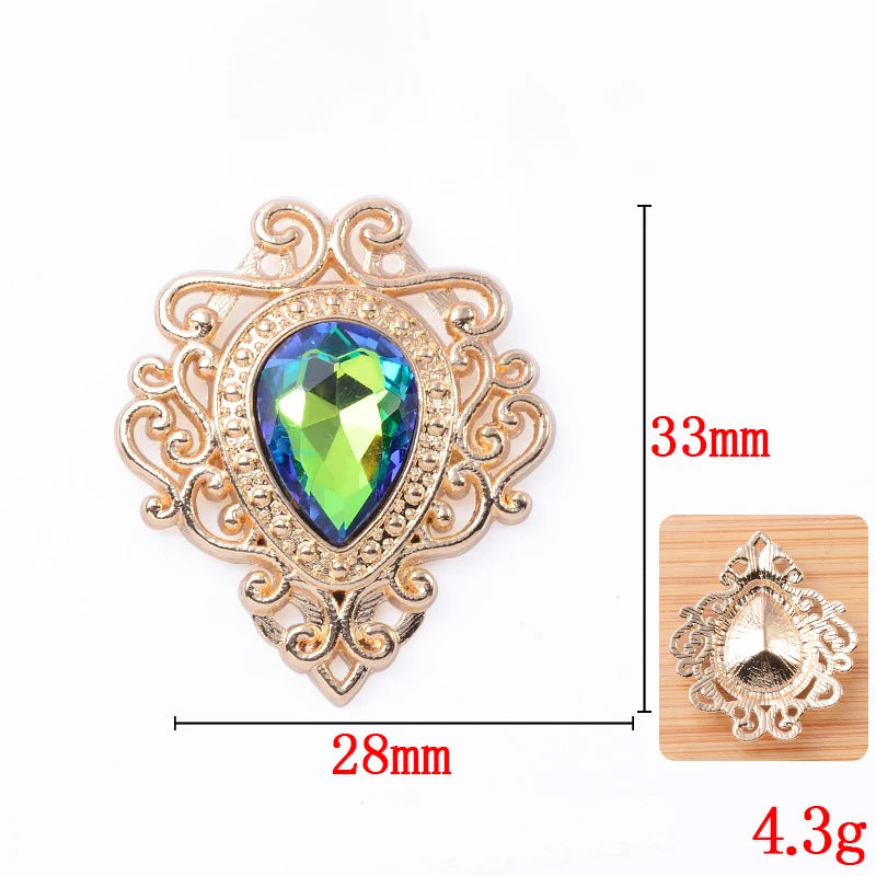 33*28mm Droplet diamond pendant accessories, flat bottom brooch accessories, DIY accessories, headwear accessories 10PCS