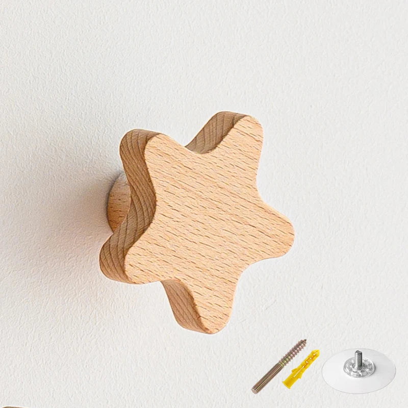 1PCS Solid Wood Hooks Cute Room Decor Animal Hook Wall Hanging Key Coat Hook Home Decoration Hanger Bathroom Kitchen Accessories