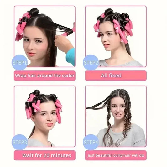 헤어10pcs Flexible Hair Curling Rod Hair Curler Makers Soft Foam Bendy Twist Curls Flexi Rollers Styling Tools Hair Roller No Heat