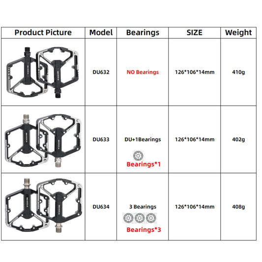 Bicycle Pedals Sealed DU Bearing Nonslip Pedal Mountain Road Bike Cycling Alloy Platform Mtb Pedal
