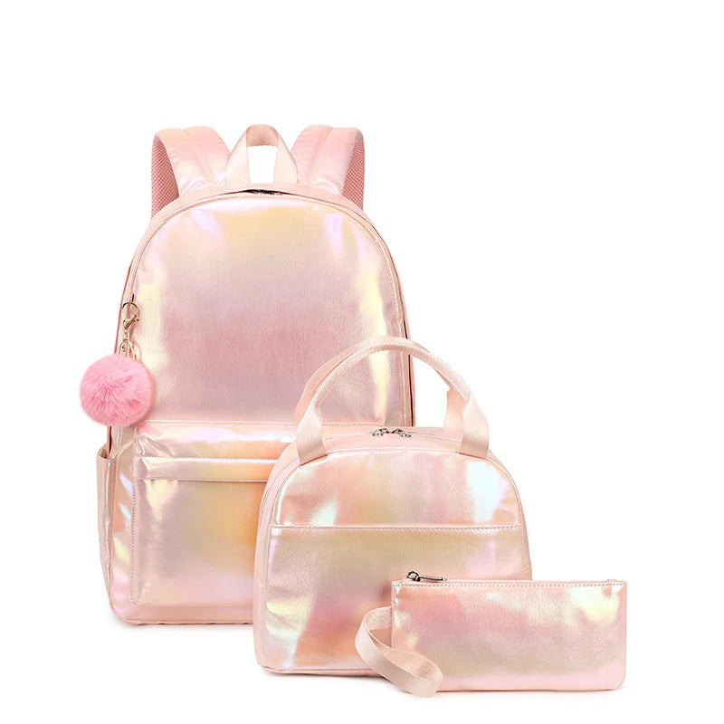 3 Pcs Set Children's School Bag Cute Student Backpacks for Teenager Girls Waterproof School bags With Lunch bag Pencil Case