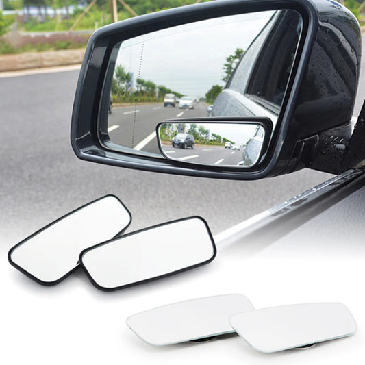 2Pcs Car 360 Degree Adjustable Blind Spot Mirror Auxiliary Rearview Convex Mirror Round Frame Wide Angle Mirrors For Car Reverse