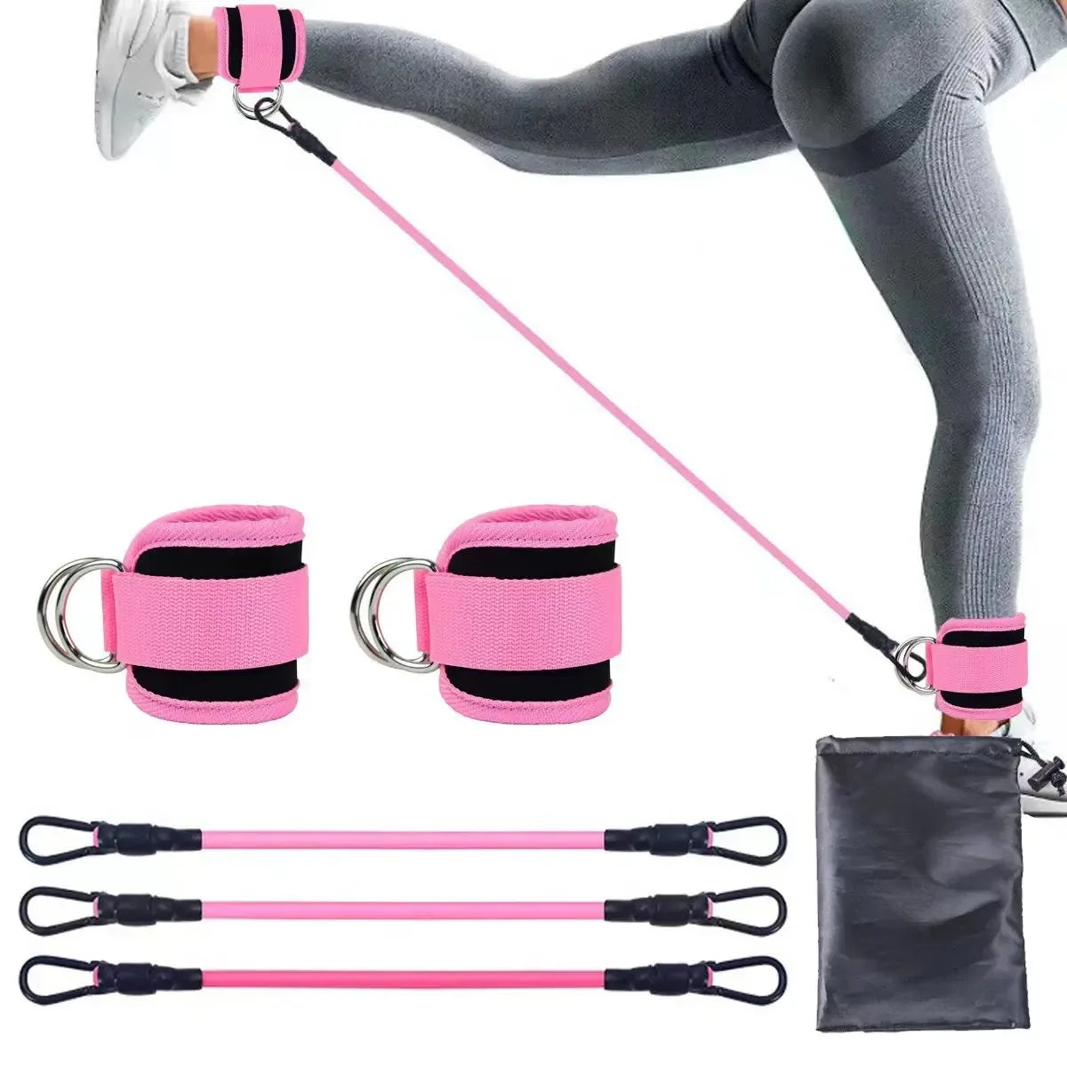 Resistance Bands With Ankle Straps Fitness Workout Training Resistance Bands Home Yoga Stretch Elastic Pilates Gym Equipment