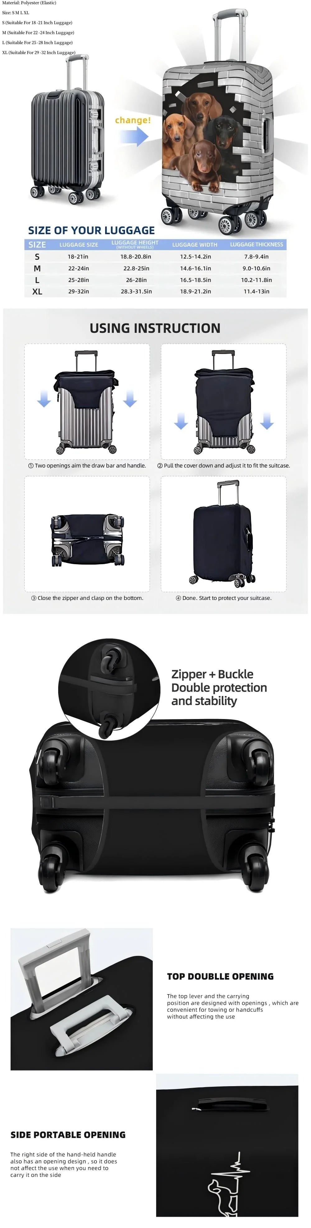 Washable travel essentials, luggage case, flexible travel accessories for trolley cases
