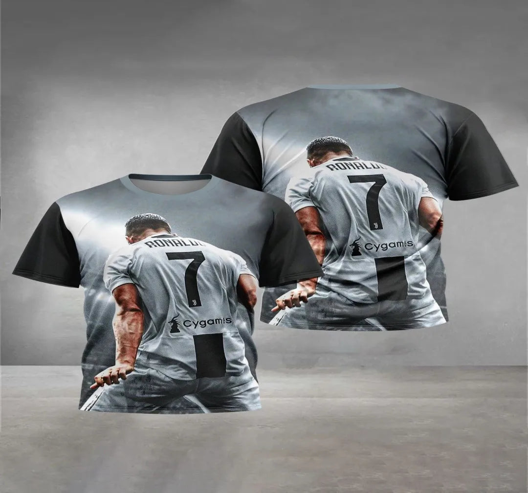 2025 Summer new Kids 3D Soccer apparel CR7 Men's Outdoor Apparel Boys & Girls T-shirts Kids T-shirts ages 5-14