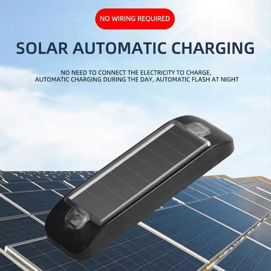 Car solar charging, grille light, night riding, anti rear end collision, motorcycle, electric vehicle, universal flashing warnin