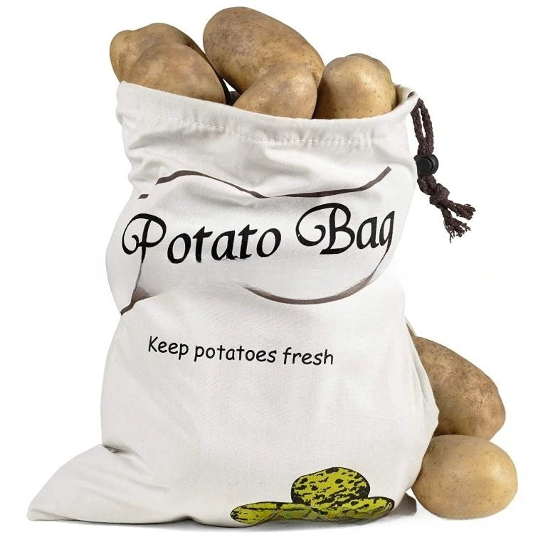 Reusable Canvas Vegetable Storage Bag Durable Square Fresh-keeping Bag Suitable for Potatoes Onions Tomatoes Fruits Etc