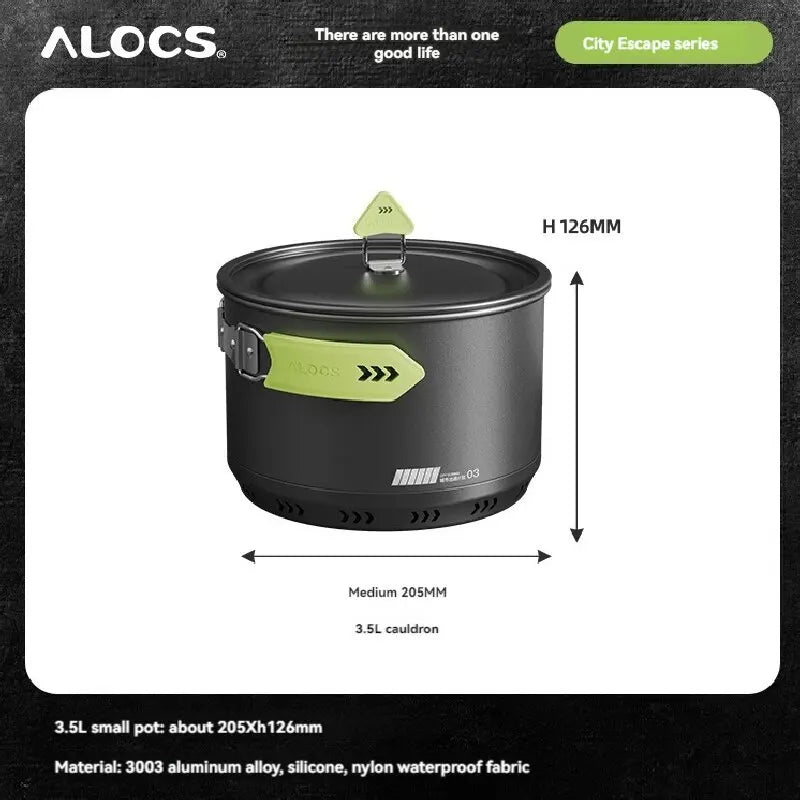 ALOCS Camping Cookware Set Outdoor Stove Kettle Frying Pan Picnic Equipment Complete Set of Portable Kitchen Gear for Hiking