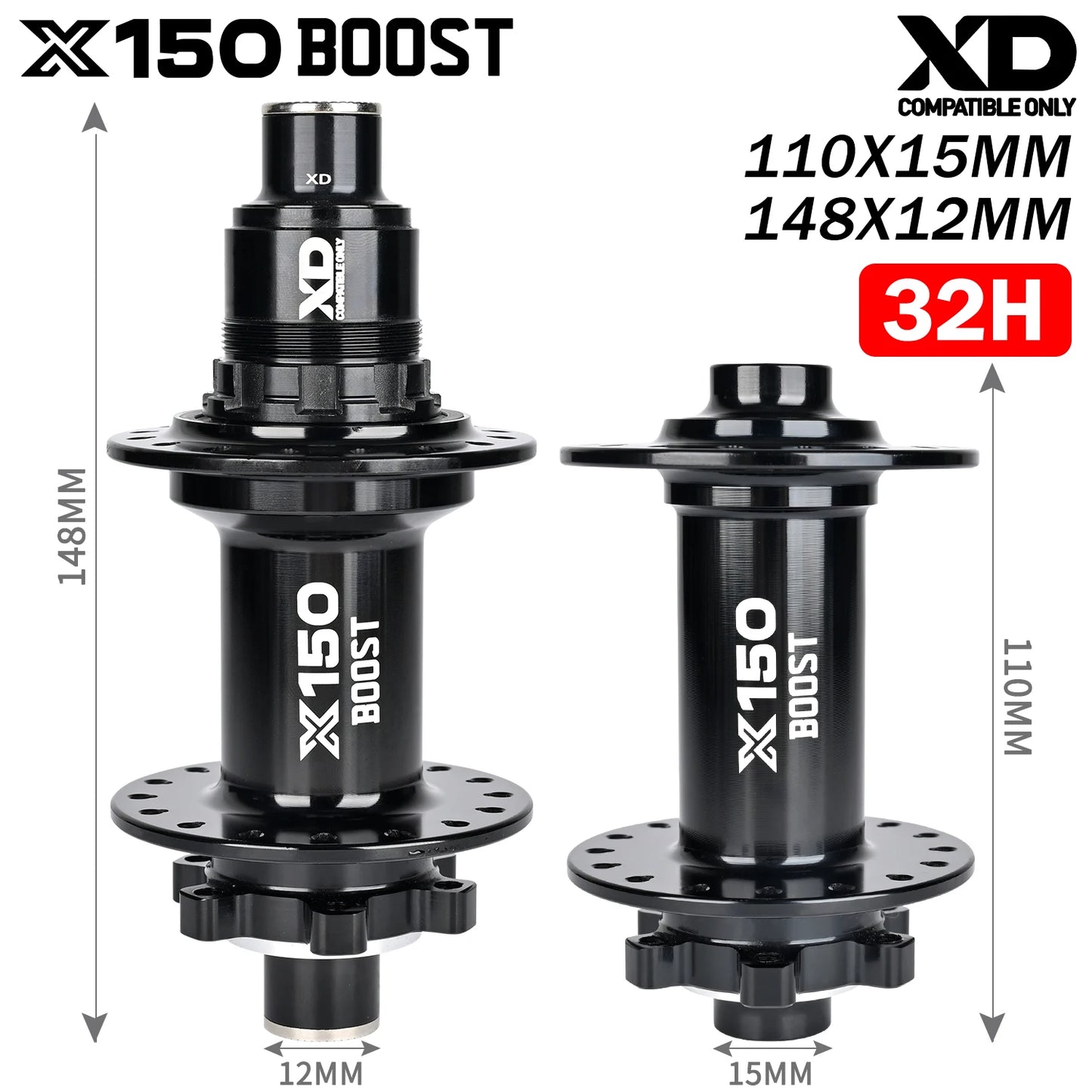 Nanlio Bicycle hubs X150 BOOST 6 Pawls 150T Noise 4 Bearing Hubs 110x15 148x12MM 8 9 10 11 12 Speed MTB Bike Hubs 28/32 Holes