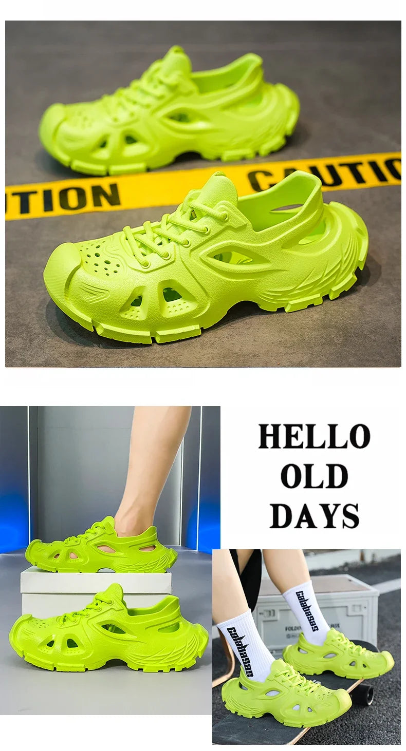 Sandalias Hombre Verano Sandals Men's New Summer Non-Slip Anti-Odor Hollow Breathable Outdoor Casual Flat Beach Shoes