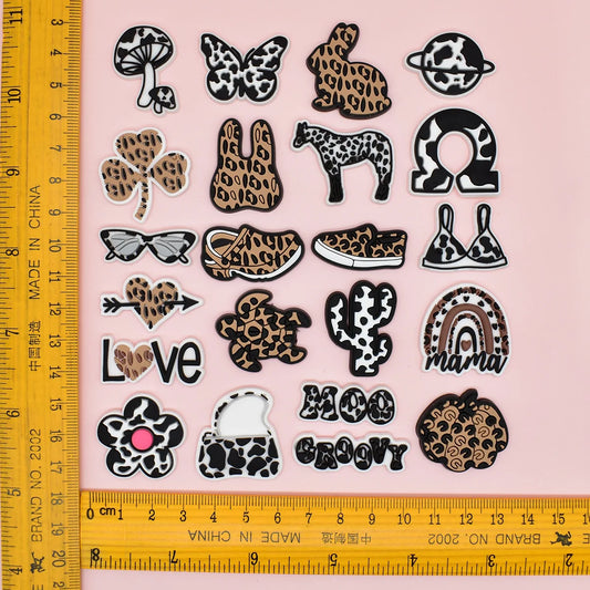 Leopard Print Shoe Charms for Crocs Pin Accessories Decoration Bracelet Wristband PVC Pin Women Party Gifts