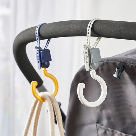 10Pcs Practical Dopamine Baby Stroller Hook Non-Marking Hanging Car Seat Hooks Foldable Rotating Shopping Pram Hook Closet