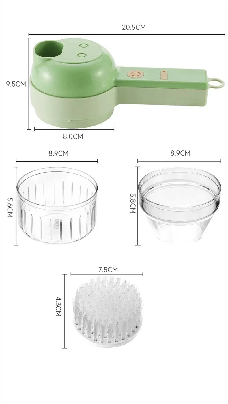 4In1 Electric Vegetable Cutter Set Handheld Wireless Electric Garlic Masher Food Chopper Meat Grinder Machine Food Peel Slice