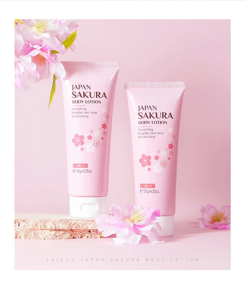 LAIKOU Cherry Blossoms Body Lotion Refreshing skincare Exfoliating Moisturizing Nourishing Brightening Body Creams 120g