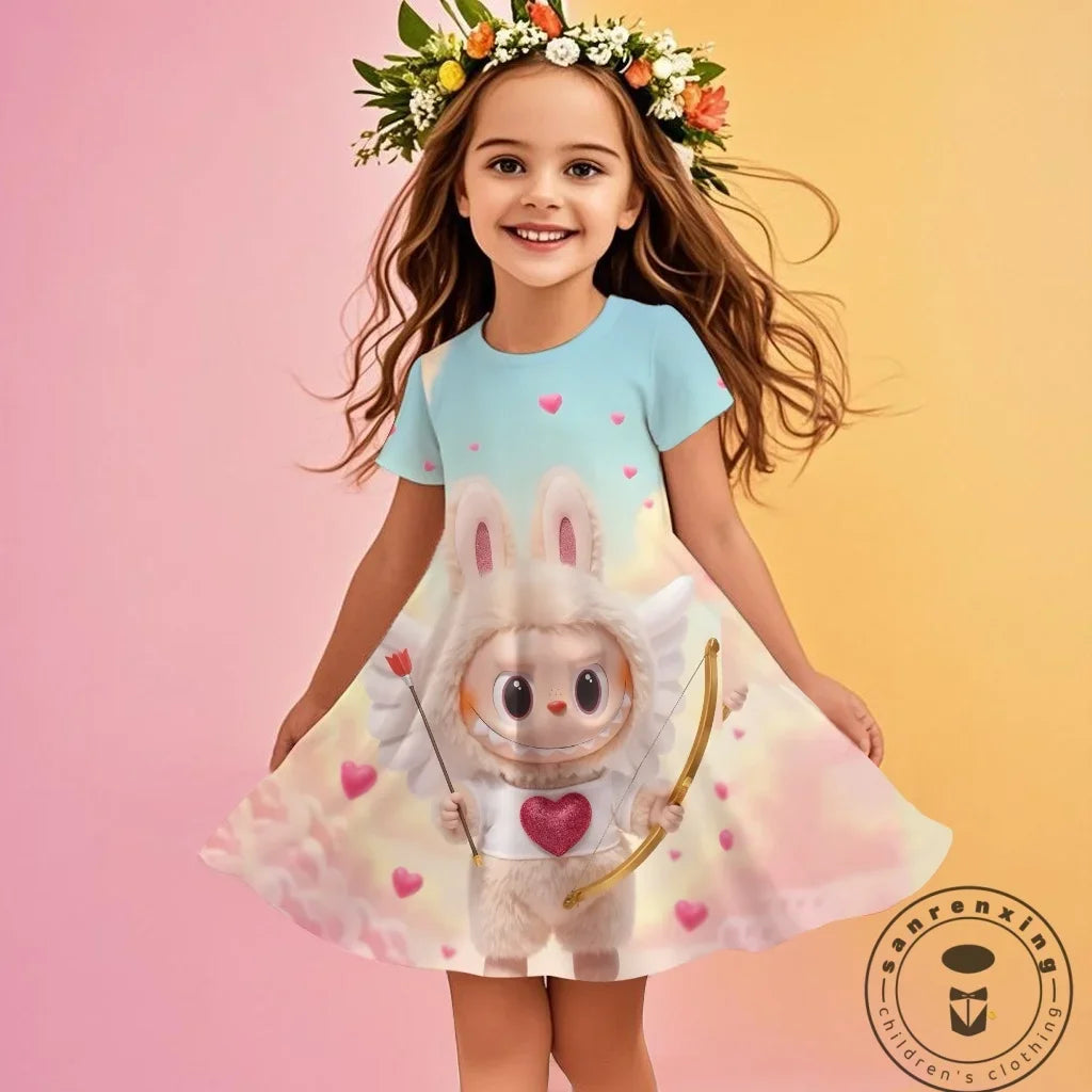 Labubu 2025 Girl Clothes Fashion Summer Dress Children Dresses Cute Cartoon Sleeveless Comfortable New Design 3D Print Labubu