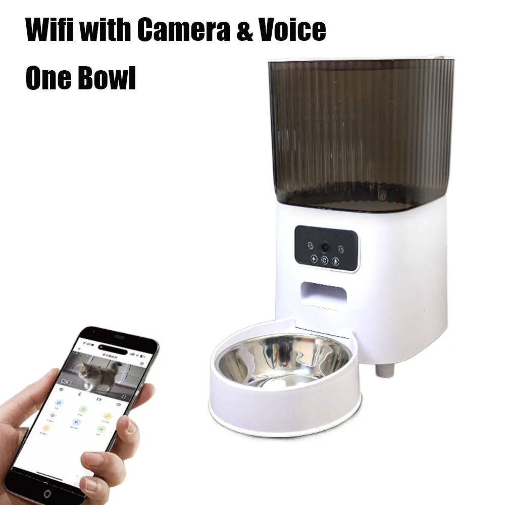 5L Automatic Cat Feeders Double Bowls Smart Timed Cat Dry Food Dispenser With Camera Pet Smart Voice Recorder Auto Feeder For Do
