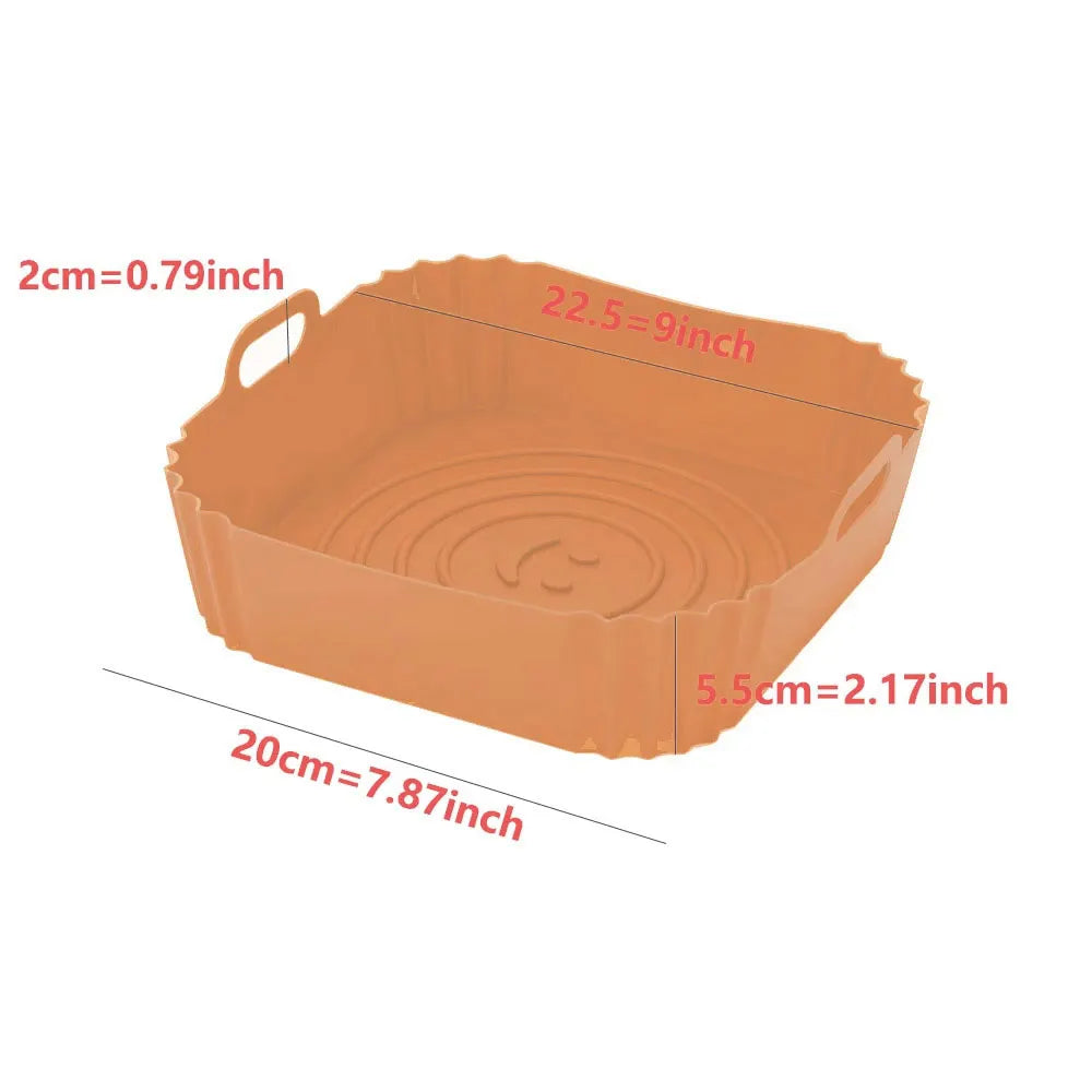 Airfryer Silicone Basket Reusable Baking Tray Silicone Mold for AirFryer Pizza Fried Chicken Basket Air Fryer Liners Accessories