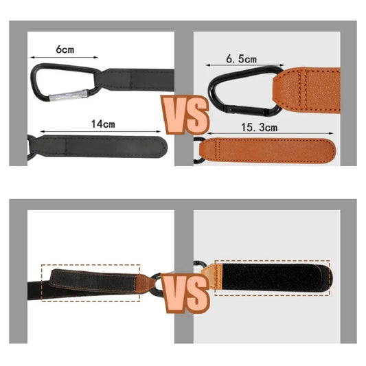 Diaper Bag Hanger PU Baby Bag Stroller Hook Pram 360° Rotatable Cart Organizer Clips Portable Hook Stroller Hanger Accessories