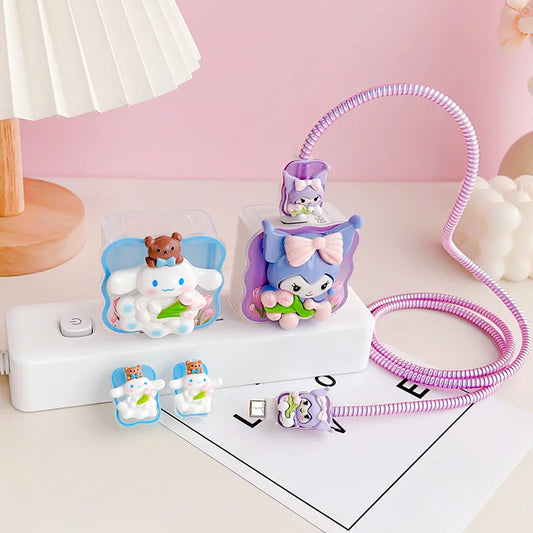 Joytop Sanrio 5Pcs Set Cable Protector for Huawei 35W/40W/66W/88W/100W Fast Charger Case Phone Wire Cord Organizers Winder