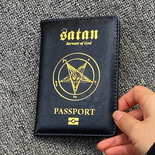 Satan Servant of God Passport Holder Pu Leather Passeport Case Women Travel Wallet Covers for Passports