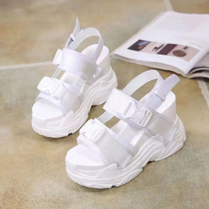 Platform Sandals Women 12cm 2025 High Heels Sexy Open-toed Sandals Wedge Increased Shoes Ladies Beach Summer Sandalia Casual