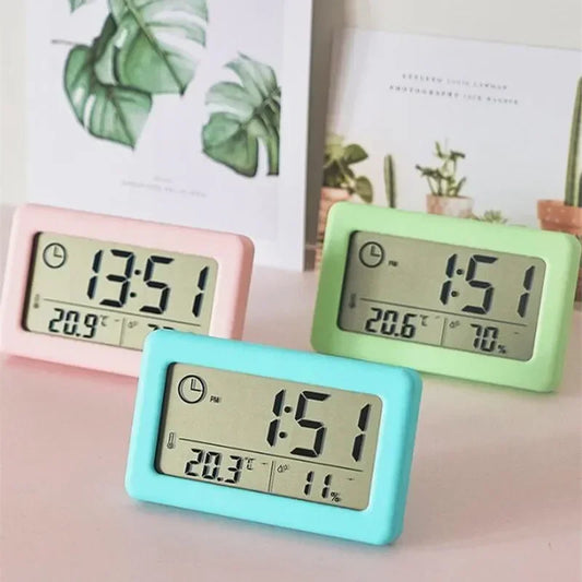 12/24 Hours Wall Clock Thermometer Digital Table Clock Hygrometer Electronic Product Desk Watches Decorate Mini Electronics Home