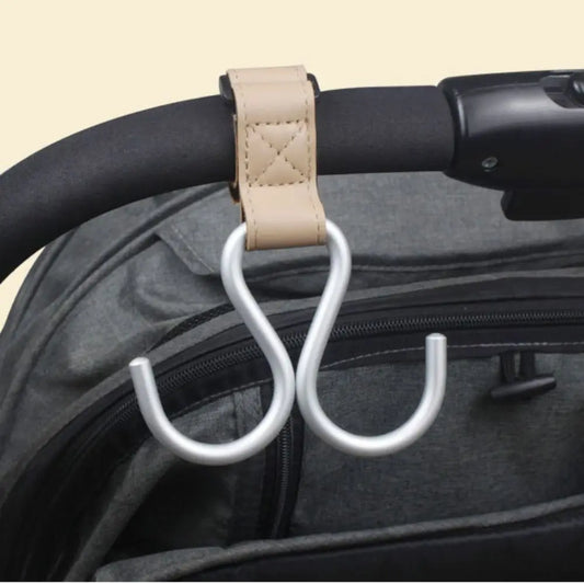 Cute S Shape Baby Stroller Hooks Double Hook PU Hanging Hook Cart Organizer Solid Color Stroller Accessories Baby
