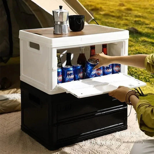 Camping Storage Box, Trunk Organizer, Camping Picnic Camping Box, Car Folding Outdoor Bench and Chopping Board