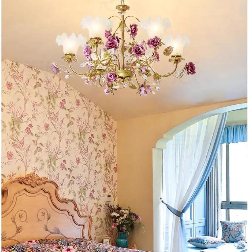 Modern Decorative Floral Pendant Lamp Living Room Rose Decora Lamps 3arms Modern Children Room Hanging Lights AC 100% Guaranteed