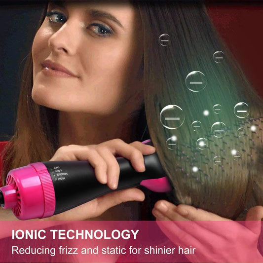 One Step Hair Dryer and Volumizer Round Hot Air Brush 3 in 1 Anti-Scald Negative Ion Hair Straightener Brush Comb Curler Styler