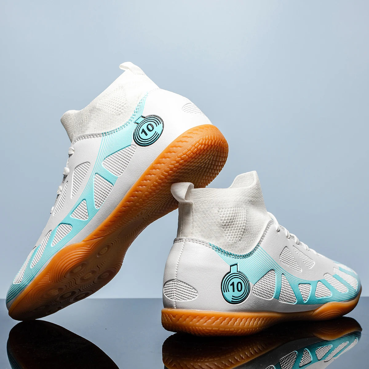 Men's Sports IC Indoor Flat Bottomed Football Shoes Adult High-Tops Wear Resisting Training Shoes Teenagers Non Slip Shoes