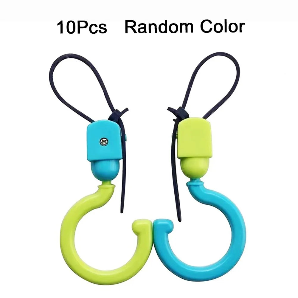 10Pcs Multipurpose Dopamine Baby Stroller Hook Hanging Rotating Universal S Hooks Non-Marking Foldable Car Seat Hooks Kitchen