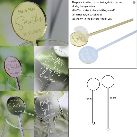 Personalized Wedding Engraved Drink Stirrers,Cocktail Sticks,Drink Tags,Cocktail Stirrers,Custom Cocktail Sticks,Party Decor