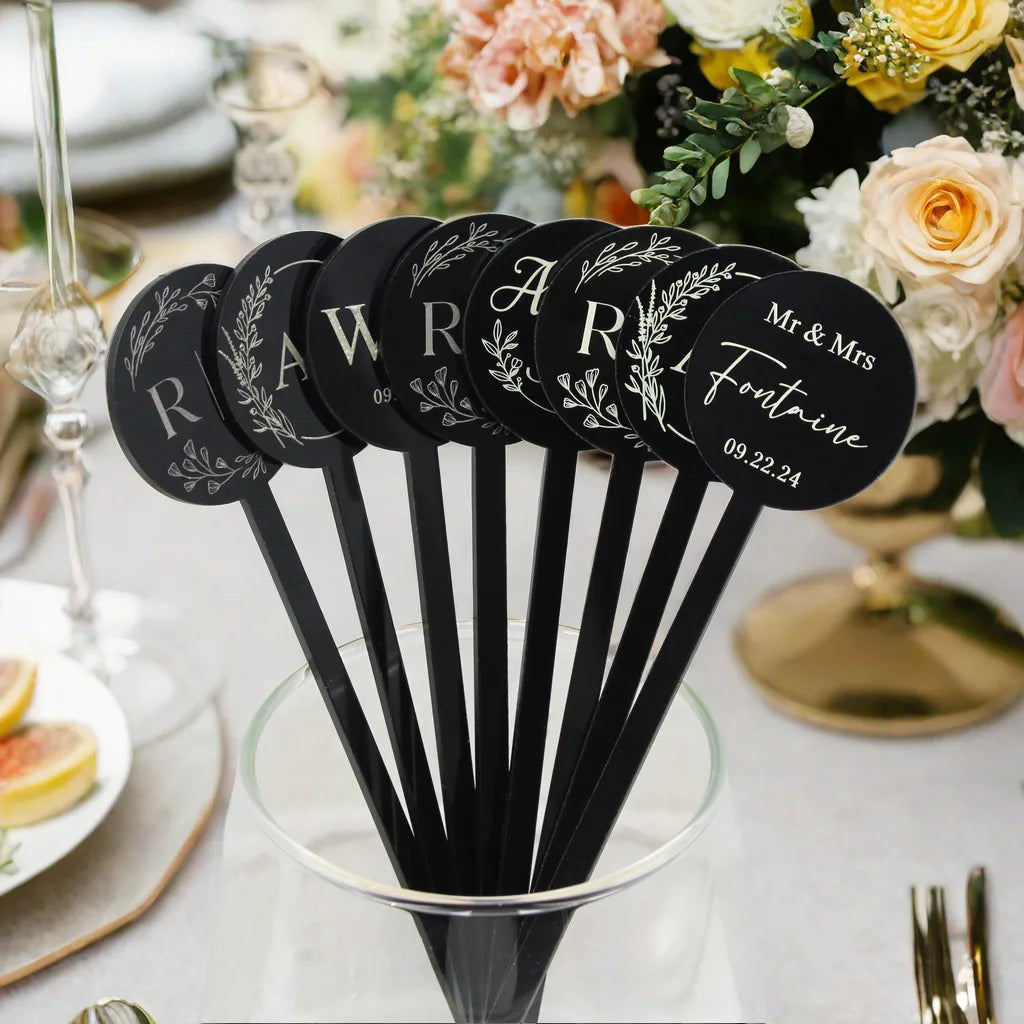 50pcs Personalized Acrylic Bachelorette Party Drink Stirrers, Birthday Swizzle Decoration, Wedding logo custom Cocktail Stirrers