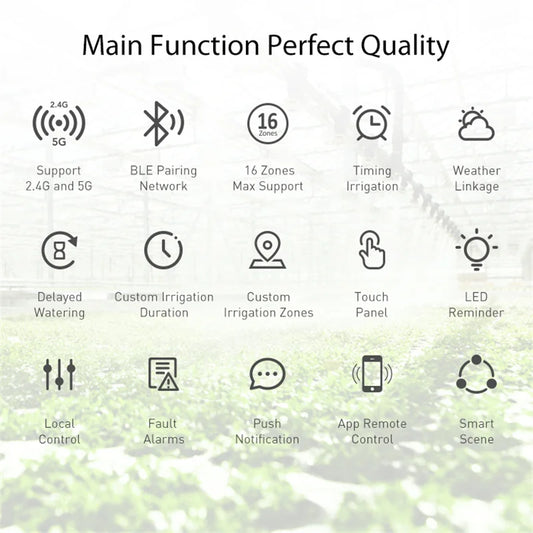 Tuya WiFi BLE Smart Sprinkler Controller 16 Zone Max Timing Irrigation Real Time Weather Linkage APP Wireless Control