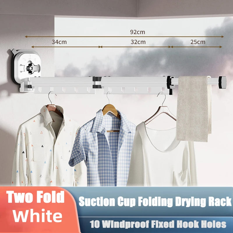 Retractable Clothes Hanger Wall Mounted No Punching Laundry Drying Rack Foldable Drying Racks Space Saving For Bathroom Balcony