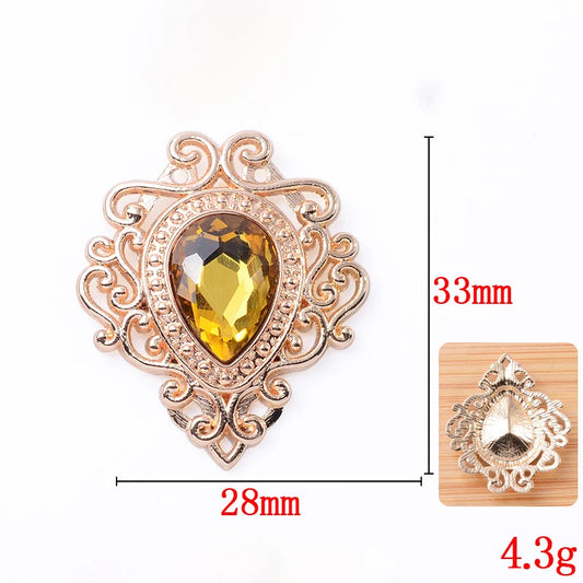 33*28mm Droplet diamond pendant accessories, flat bottom brooch accessories, DIY accessories, headwear accessories 10PCS