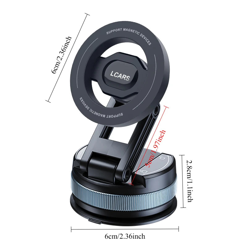 Rotating Car Mount Holder Adjustable Magnetic Phone Stand Strong Suction Cup Telescopic Foldable Universal Stable Car Interior