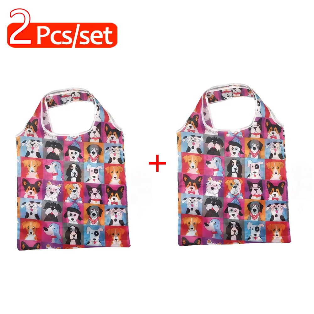 Reusable Shopping Bag Nylon Foldable Grocery Bag Creative Eco-Friendly Tote Bag Lightweight and Durable