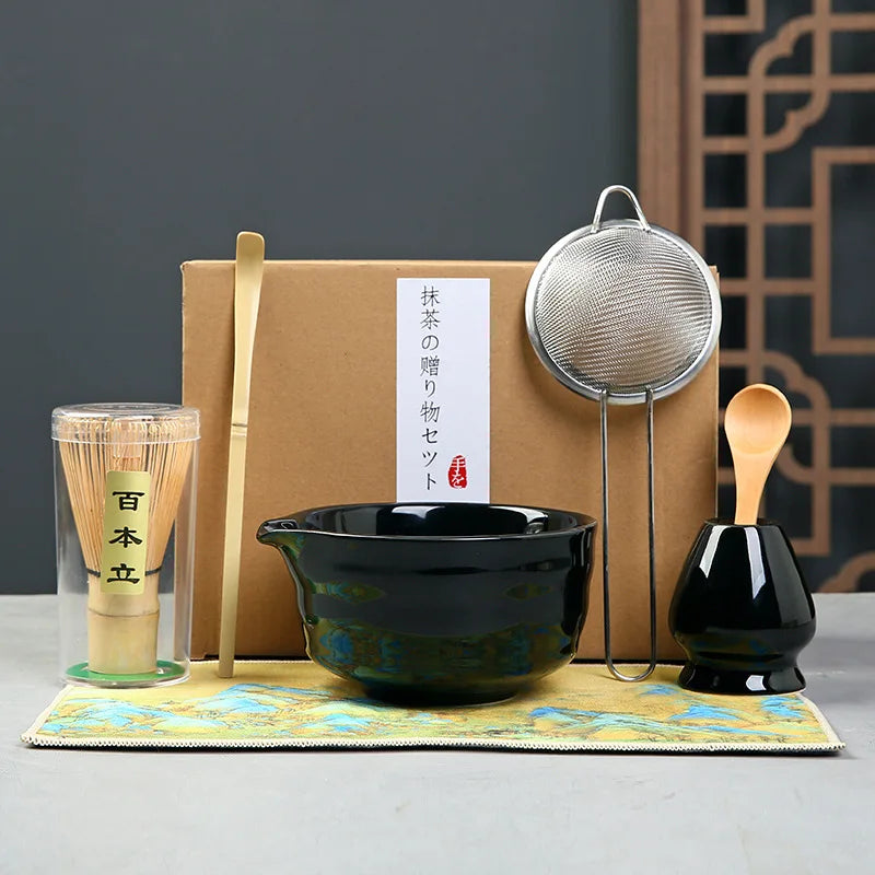 Matcha Set Kit Japanese Ceremony Green/Pink/White With Bamboo Spoon/Scoop, Whisk Holder, Matcha Bowl Matcha Gift Set
