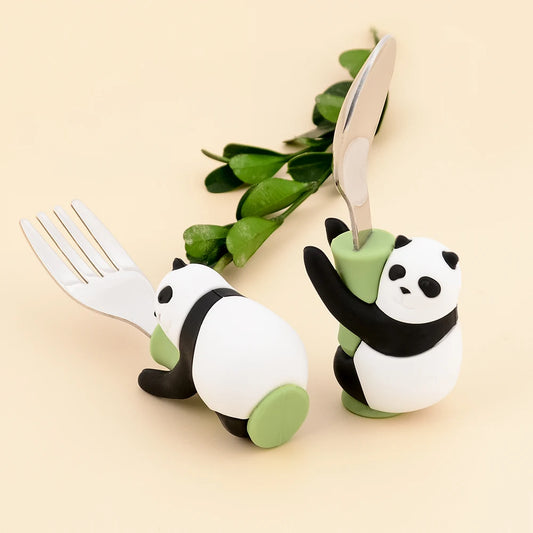 Lofca Baby Silicone Spoons Panda Silicone Fork Sloth Feeding Food Learn To Eat Children's Tableware BPA Free Food Feeding