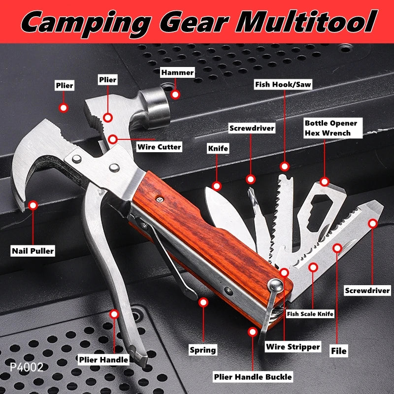 Camping Gear Multitool, Cool & Unique Birthday Gifts for Men,Survival Gear for Outdoor Hunting Hiking, Emergency Escape Tool