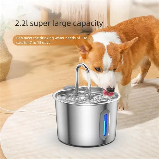 2.2L Automatic Cat Water Fountain With Faucet USB Stainless Steel Filter Silent Water Pump Cat And Dog Water Fountain Supplies