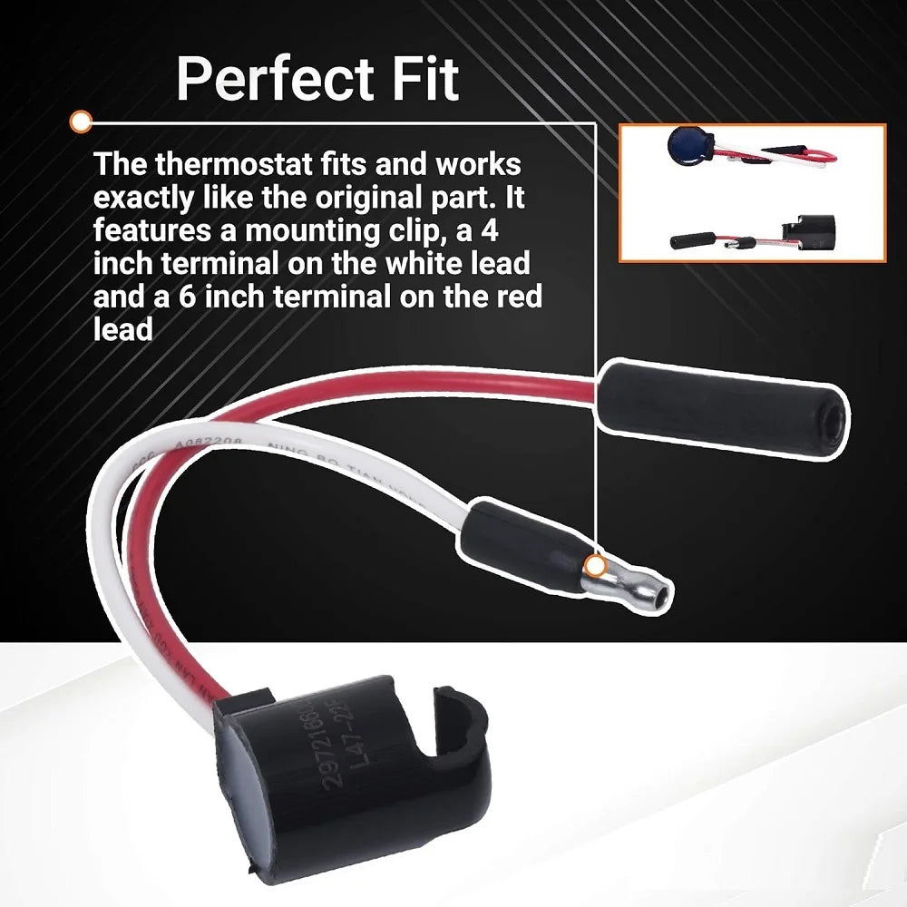 297216600 Refrigerator Defrost Thermostat Compatible with Frigidaire & Kenmore 1483781 216731000 216872200 218673001 218673008