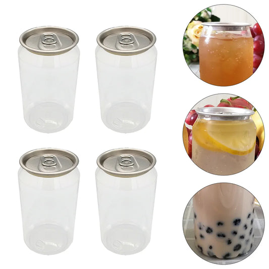 10pcs Disposable Can Milk Tea Cup Transparent Snack Bottle Beverage Bottle Dessert Bottles Milk Tea Shop Kitchen Supply
