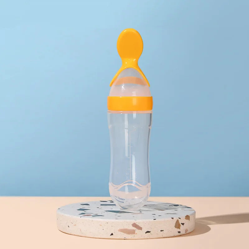 Safe Useful Silicone Baby Bottle with Spoon Food Supplement Rice Cereal Bottles Squeeze Spoon Milk Feeding Bottle Cup