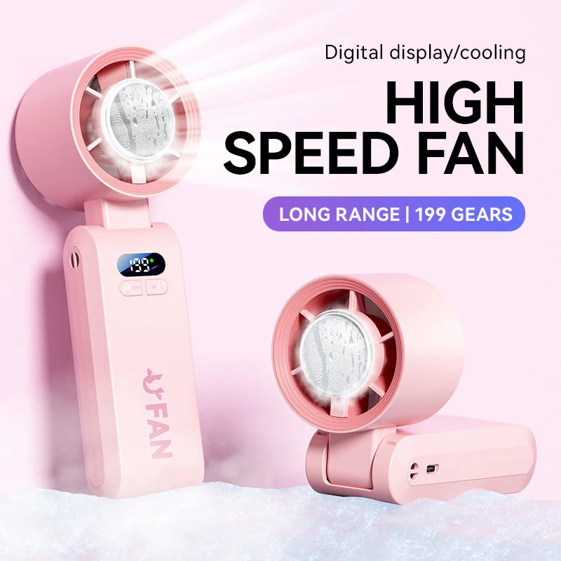 Handheld Fan, Portable Handheld Fan with Ice Function Turbo Powerful Rechargeable Fans for Outdoor Indoor travel essentials